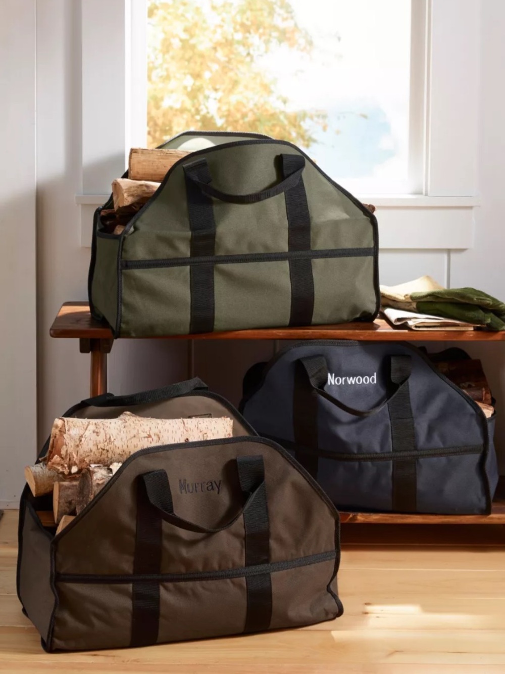 L.L. Bean Firewood Carrier Tote Bag Dura Tough Holder Log Fireplace Camping USA